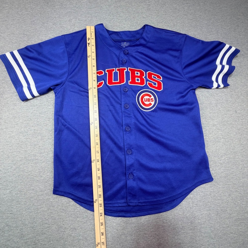 MLB Chicago Cubs Youth Jersey Blue Button Front Team Athletics Size M 10/12 - Picture 5 of 8